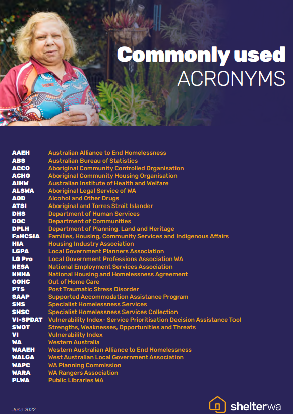 Acronyms: women standing among trees, title page, Commonly Used Acronyms